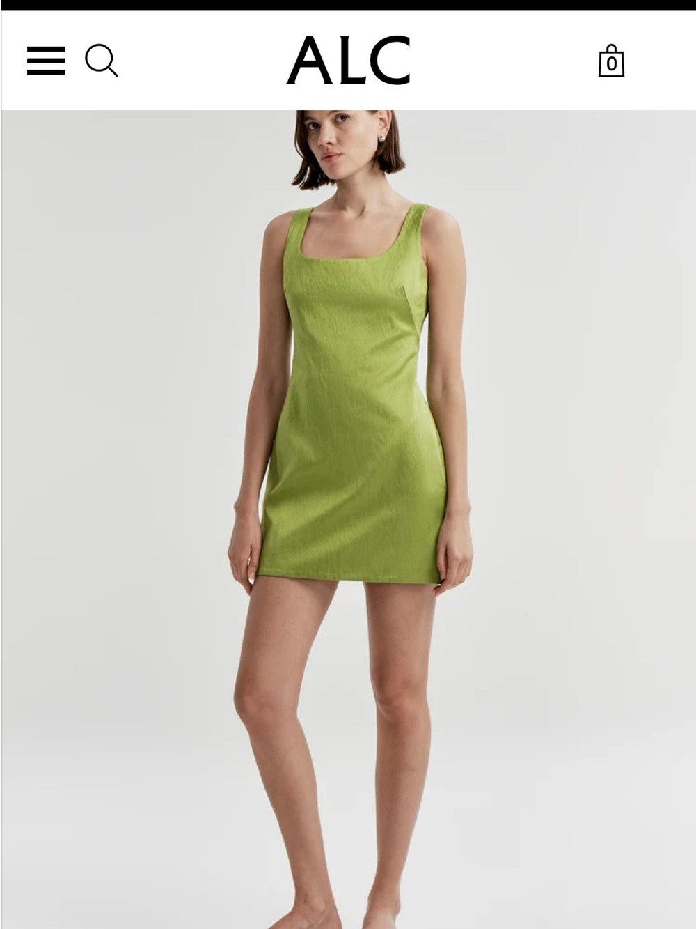 A.L.C. Green Square Neck Mini Dress